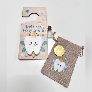 Tooth Fairy Door Hanger, Coin & Pouch Set - Pick up Drop off